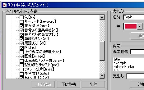Word2DITA：カスタマイズダイアログ