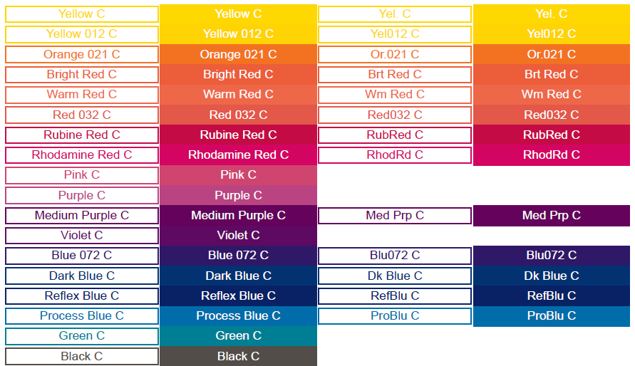 PANTONE®オプションの組版結果