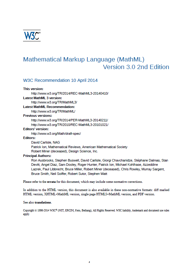 [CSS組版例] MathML 3.0 2nd Edition