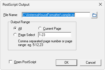 PostScript Output Dialog