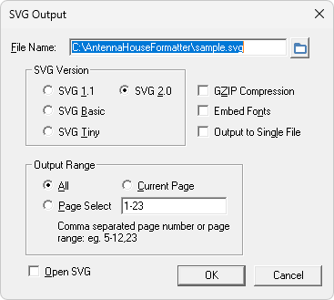 SVG Output Dialog