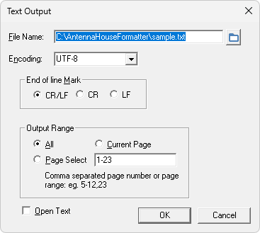 Text Output Dialog