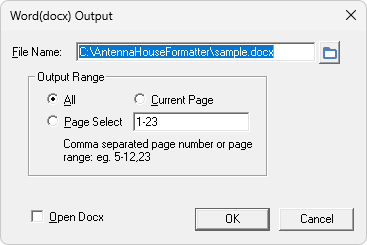 Word(docx) Output Dialog