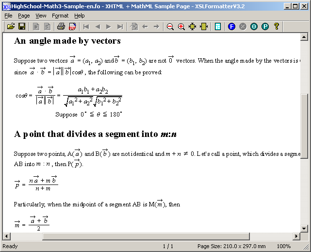 MathML sample rendering