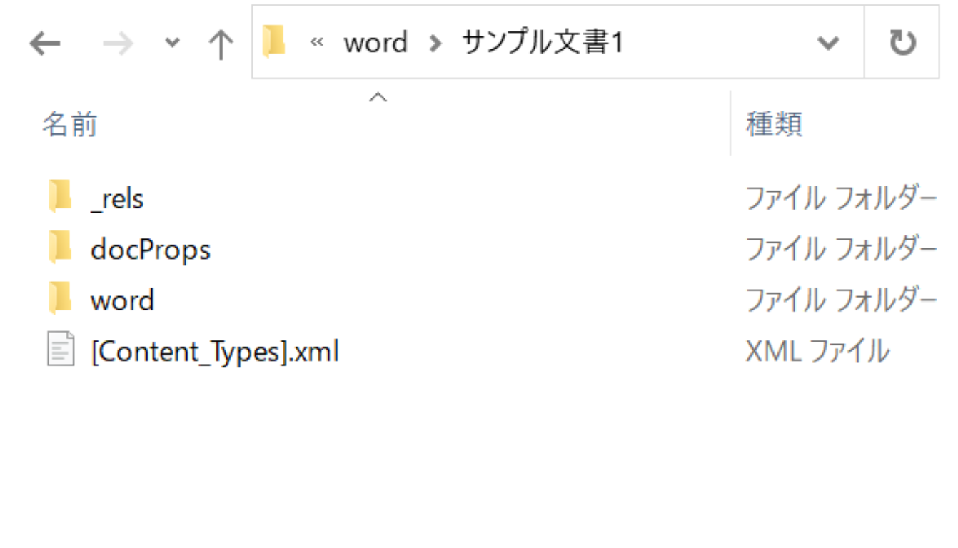 Word 2019で作成したdocxファイルのパッケージ内部