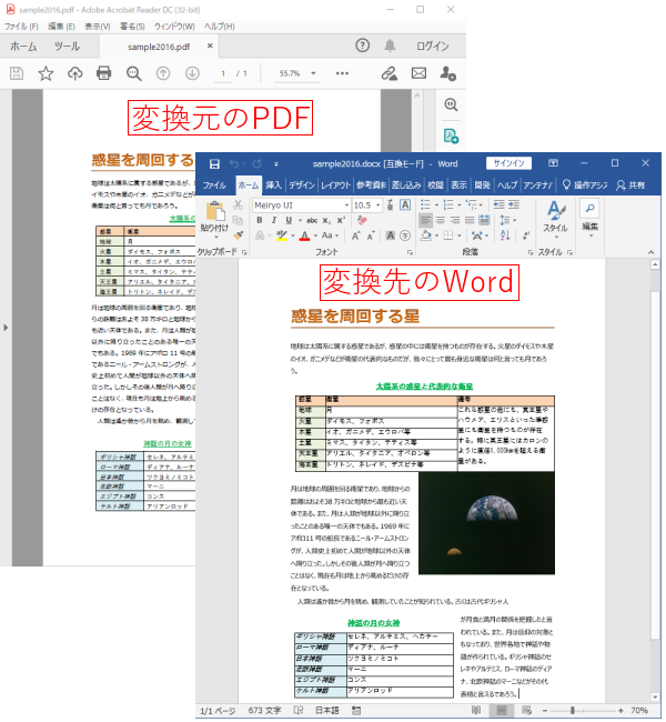 PDFからWordへの変換