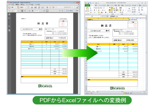 瞬簡PDF 変換 PDFからExcelに変換