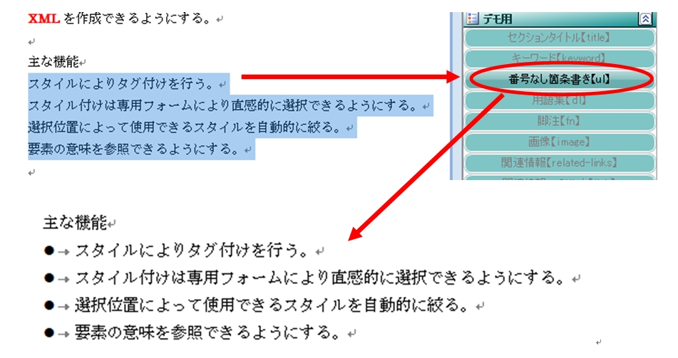 箇条書きの入力