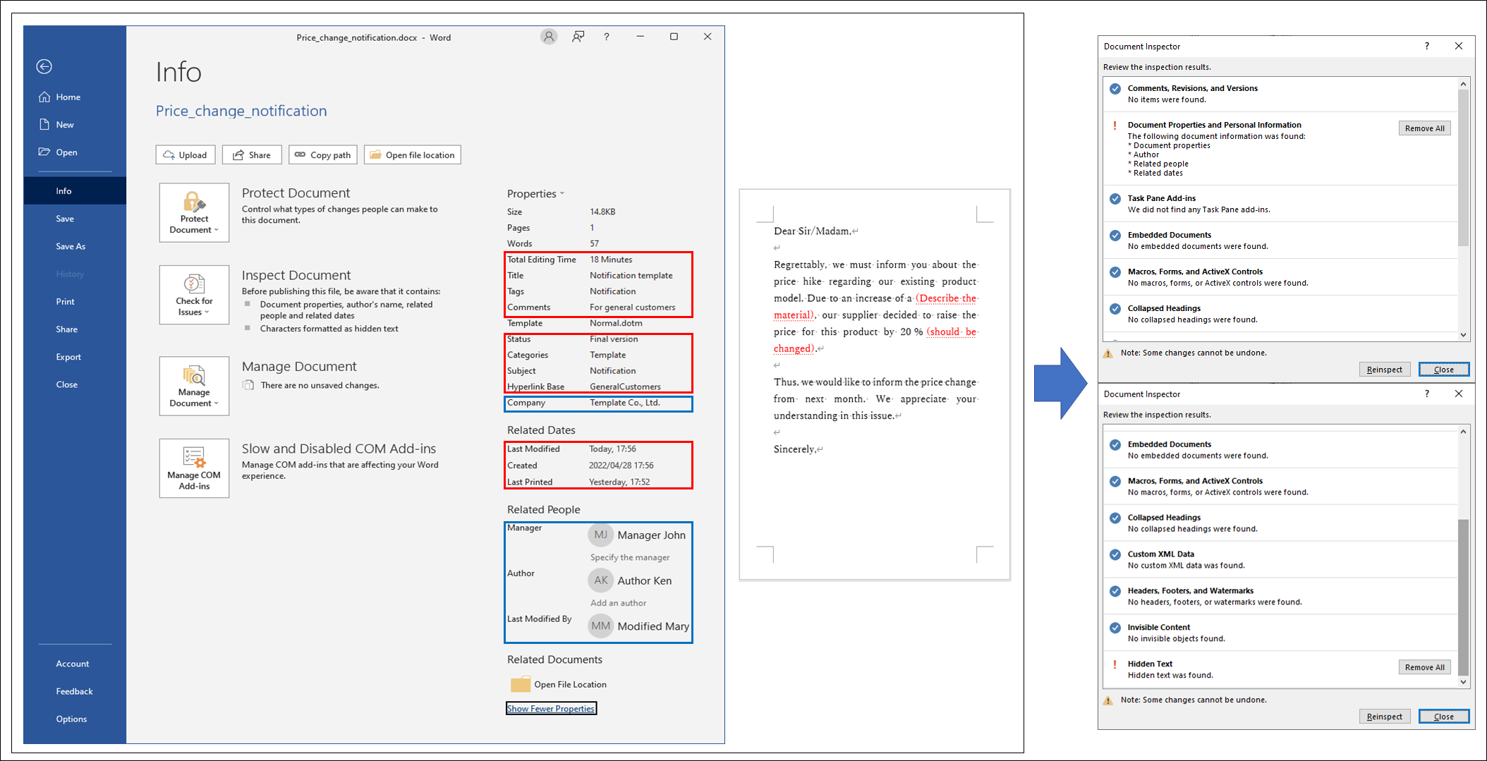 Inspect document image by Microsoft Word