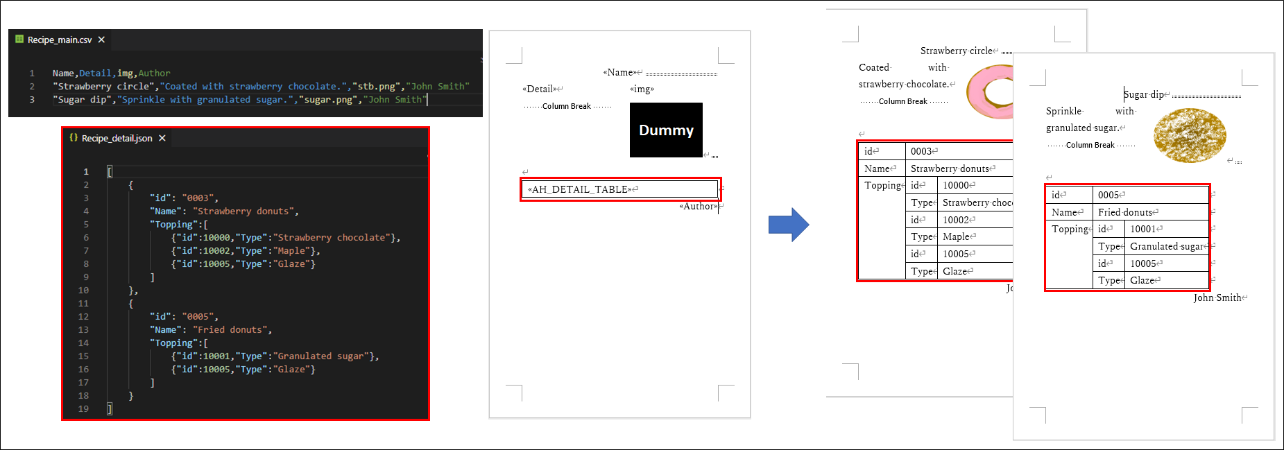 Nested data merge exec example Image